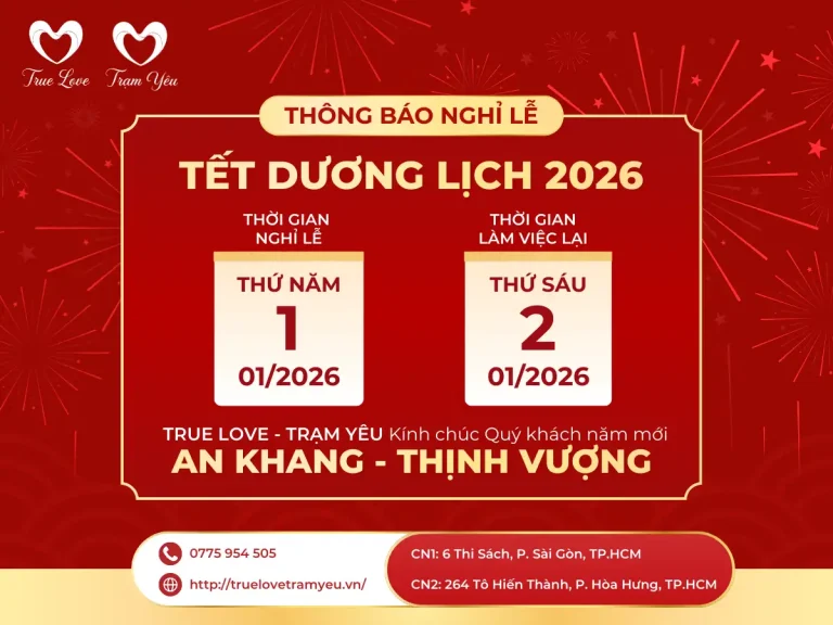 LỊCH NGHỈ TẾT 2026 TRUE LOVE TRẠM YÊU